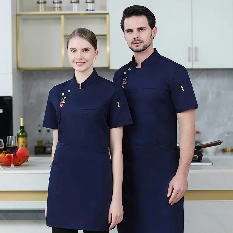 Chef Uniform Short Sleeve Hotel Restaurant Kitchen Restaurant Kitchen Clothing Catering Waiter Chef Overalls Short Sleeve Summer