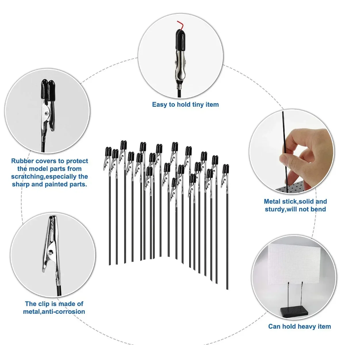 10 pçs modelo de metal pintura jacaré clipe vara com pontas de borracha braçadeira aerógrafo para gundam hobby modelo pintura colorir ferramenta diy