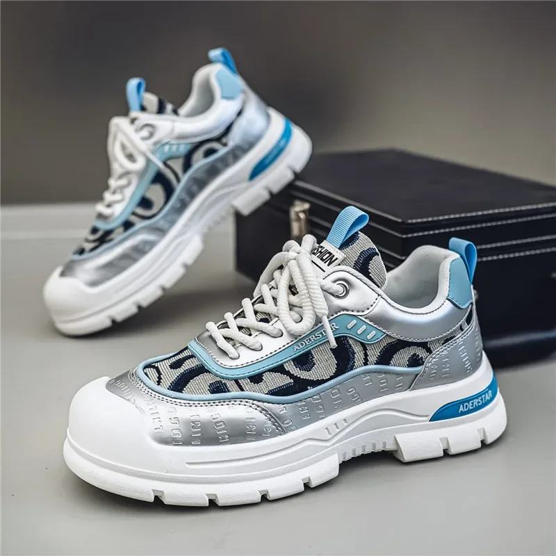 

Pop Trendy Bright Sneakers Man Cut Breathable Designer Shoes Men Lace-Up Platform Casual Sneakers For Man Zapatillas De Homb