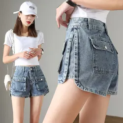 High Waist Thin Pocket Tooling Denim Shorts Women's Summer Loose Fashion Trend Jean Skirt Dancing Jeans Y2k Short Pants Hot Sexy