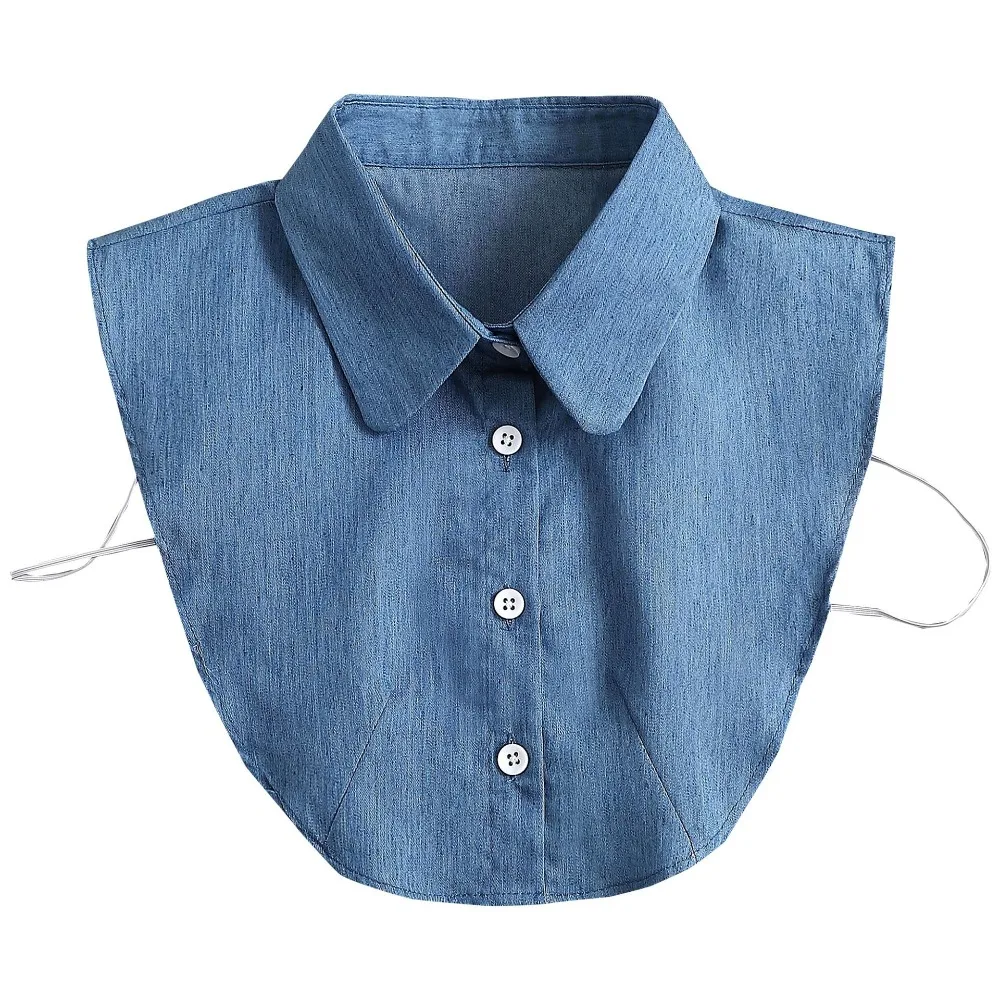 

Adjustable Straps Denim Fake Collar Korean Style Round Neck Turtleneck Fake Collar Solid Color Clothes Accessories Shirt Collar