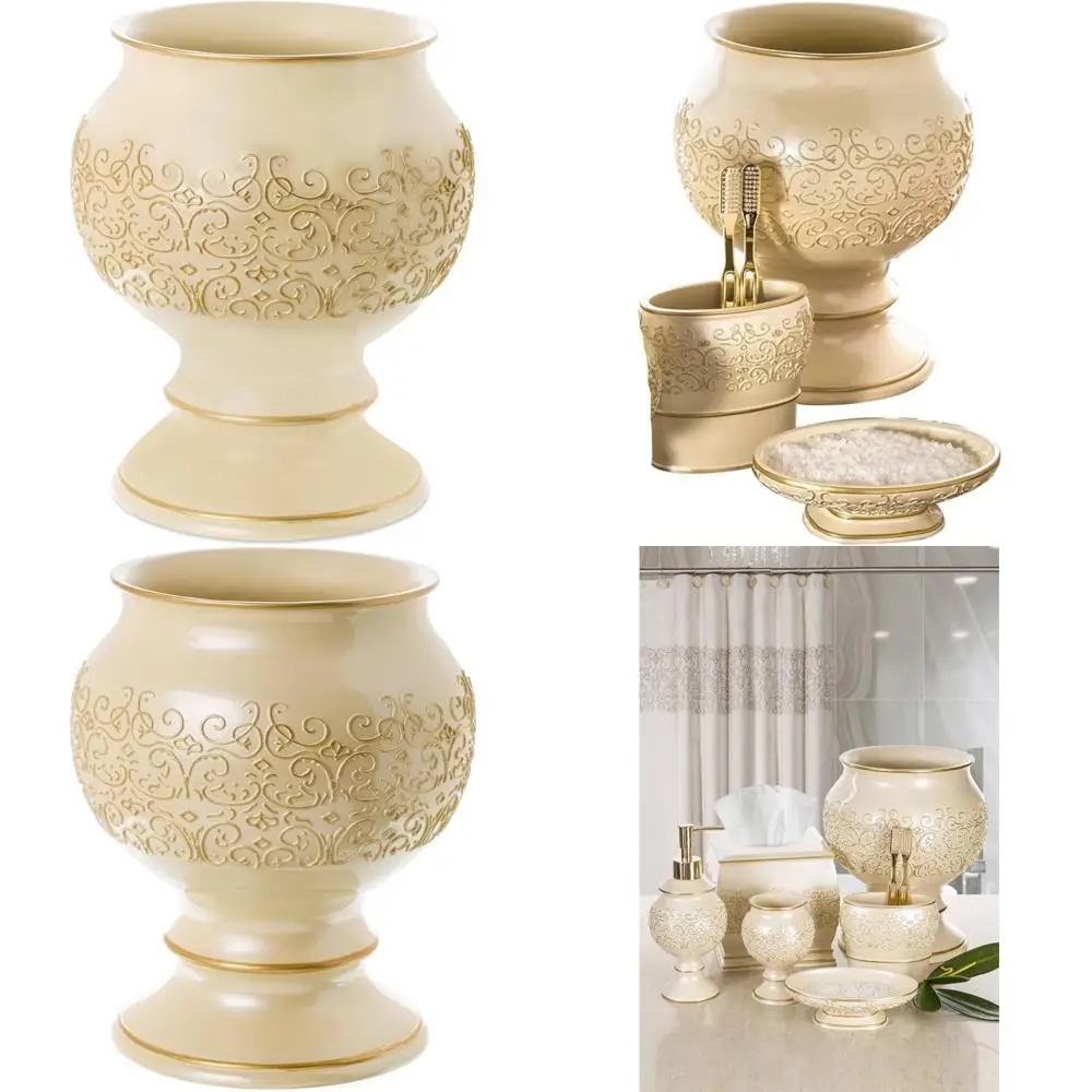 

Creative Scents Shannon Bathroom Trash Can 1.05 Gal / 4L – Decorative Wastebasket - Durable Resin Waste Paper Basket - Space Fri