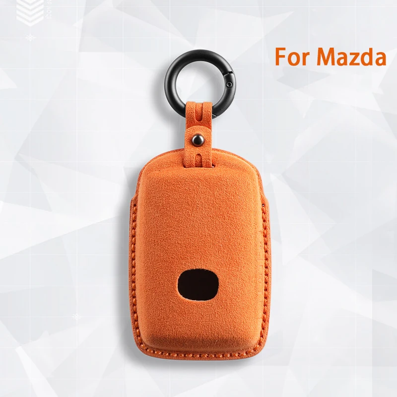 

For Mazda 3 Alexa Cx5 CX4 Cx9 3 6 Cx30 Cx50 Mx5 CX9 CX7 CX8 CX-8 CX-30 Miata 2021-2024 Suede Car Key Case Cover Shell Keychain