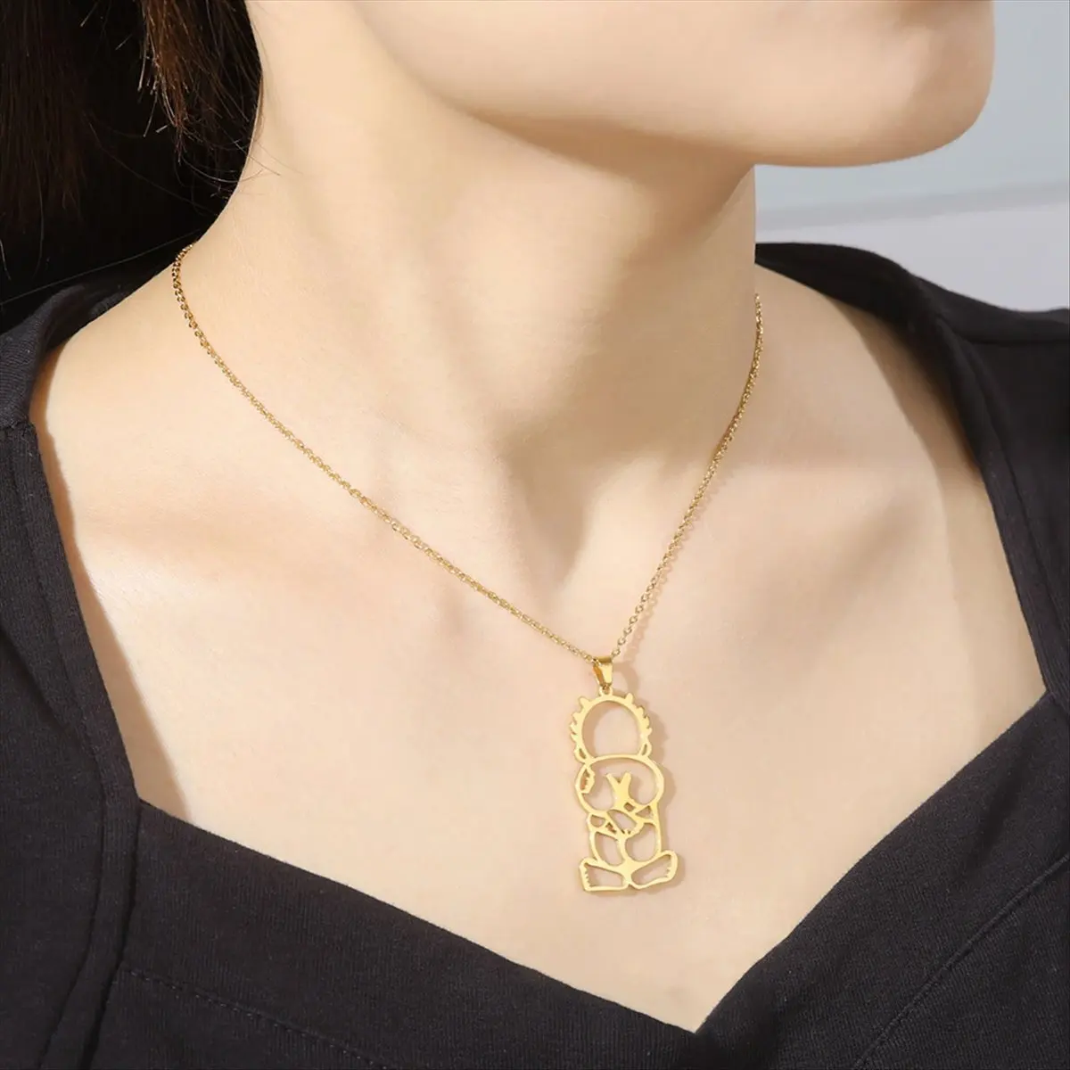ABQR – collier avec pendentif en or Rose pour garçon, bijoux tendance de luxe, cadeau pour femmes et hommes