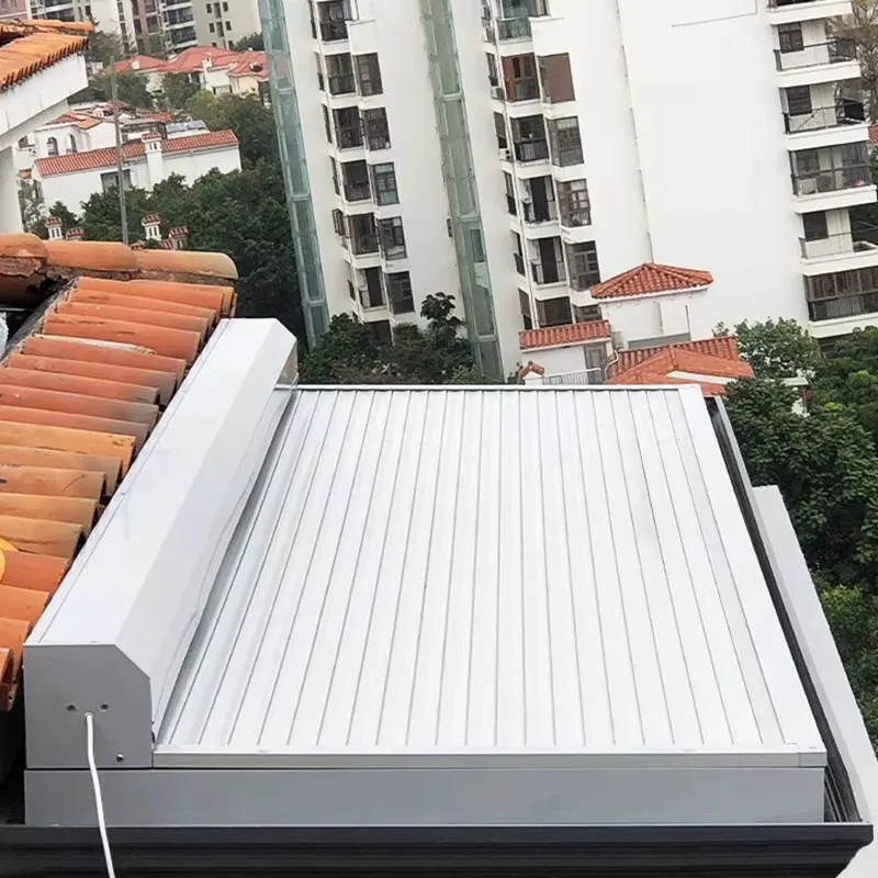 Aluminum Retractable Roof Shade Cover Outdoor Thermal Insulation Sun Shutter For Patio Glass House Top Residential Terrace
