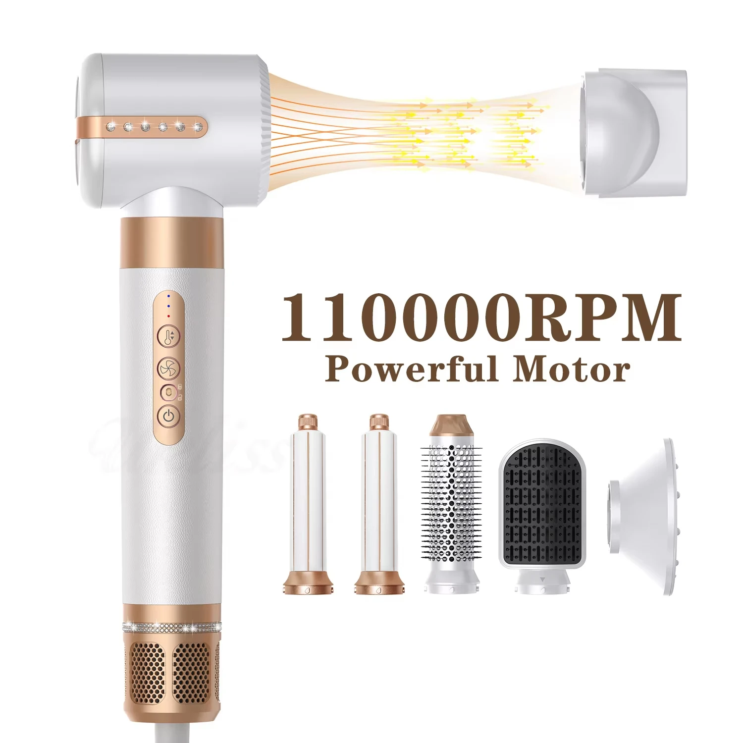

Multi-functional hair dryer 7 in 1 negative ion detachable and replaceable curling iron hot air comb high-speed hair dryer