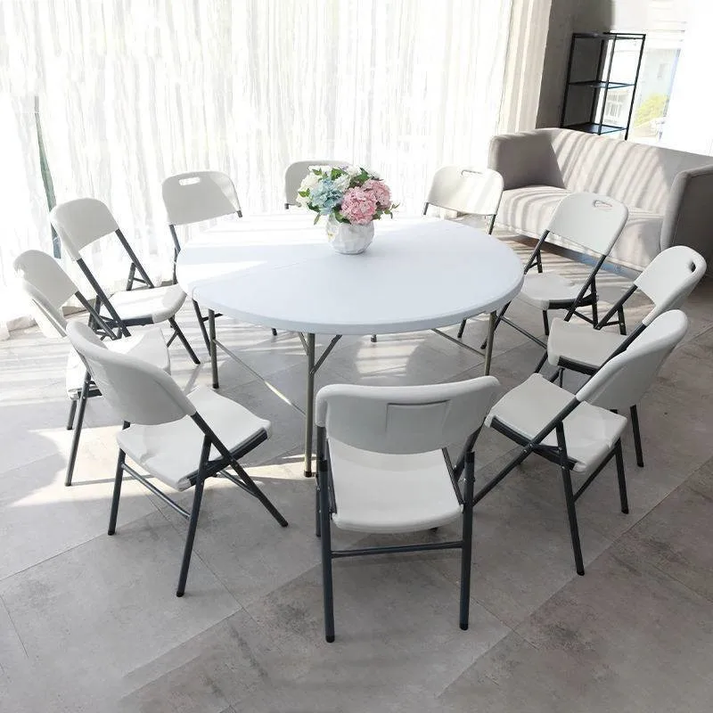 

Wholesale 6ft 10/8 People Wedding Dining Folding Table Banquet Plastic Round Table For Events