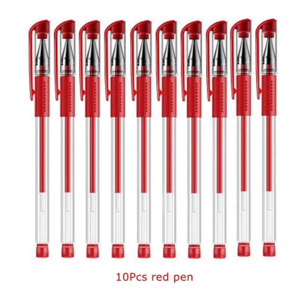 Kawaii Ballpoint Gel Pen Set, Material Escolar, Papelaria Escritório, Preto, Azul, Vermelho, Cor de Tinta, 0.5mm, 10Pcs
