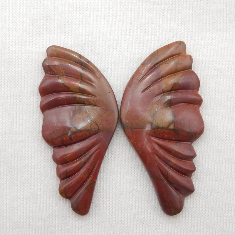 

Semi-precious Stones Jewelry accessories Natural Multi-Color Picasso jasper Carved butterfly Earring Beads42x20x4mm8.7g