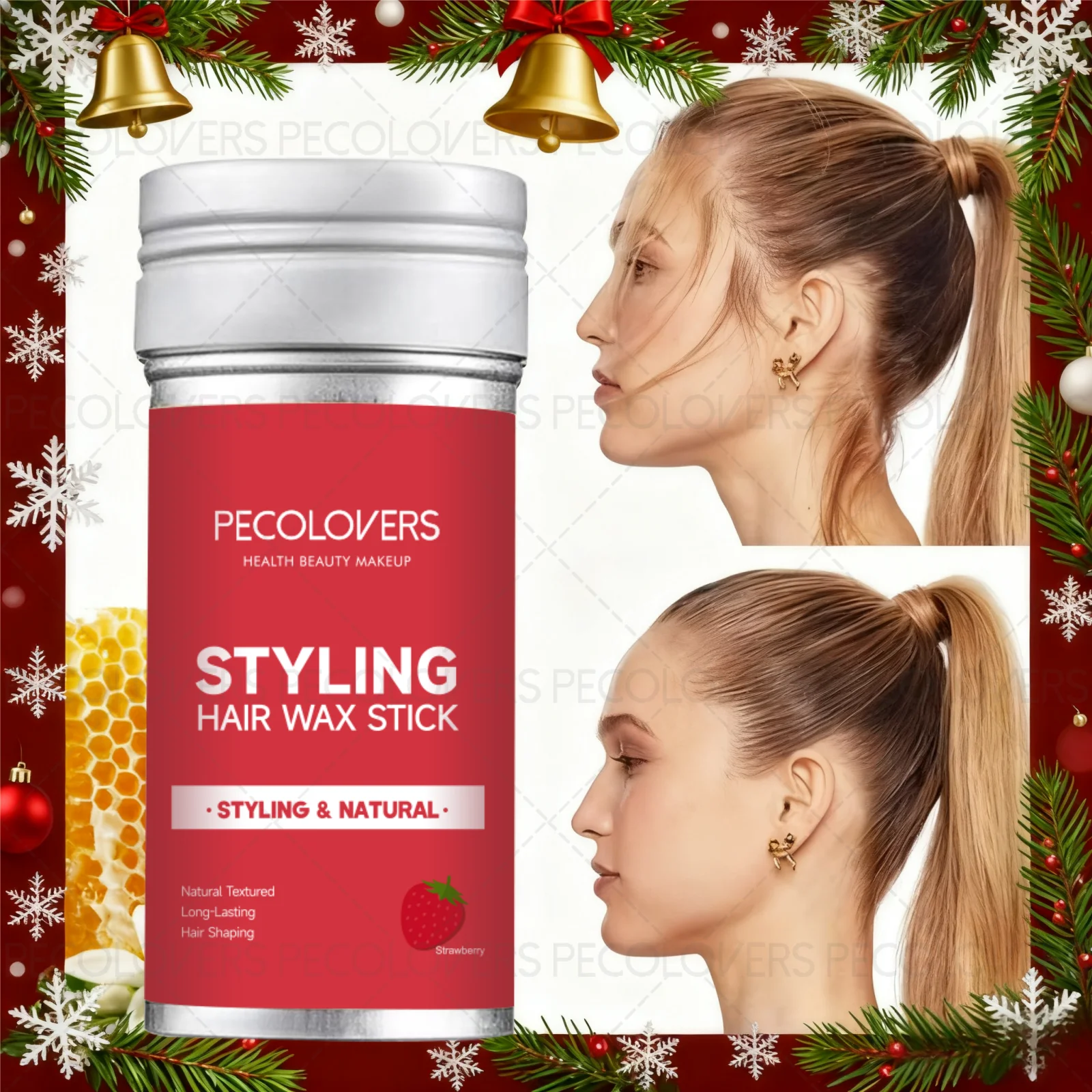 

1PC Hair Wax Stick for Broken Hair, Refreshing and Non-greasy, Strawberry Scent, Suitable for Use in Autumn and Winter