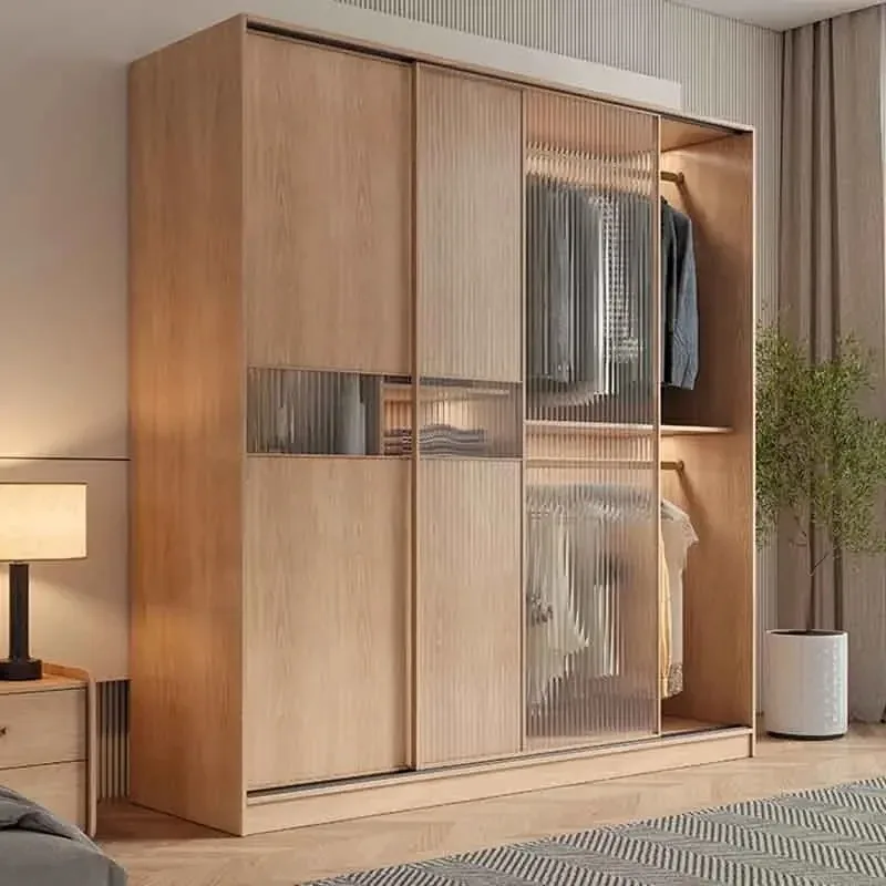 

Vertical Luxury Wardrobes Glass Doors Orgnizer Clothes Storage Wardrobe Adult Wooden Modern Kleiderschrank Bedroom Furniture