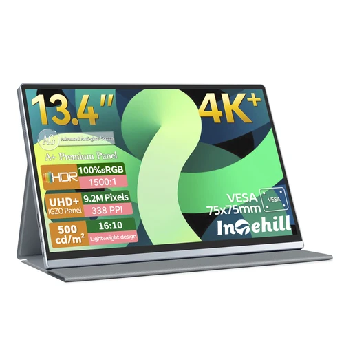 Intelhill 휴대용 모니터, XBox PS4/5 스위치 노트북 휴대폰 PC 익스텐션 500nits 100% sRGB용, 13.4 인치, 4K, 3840*2400 U13ZA 