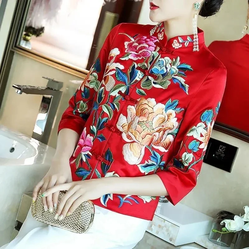 Embroidery Chinese Tops Women Hanfu Eleganti Loose Coat Tang Suit Female Ethnic Style Vintage Harajuku Jacket Spring Autumn New