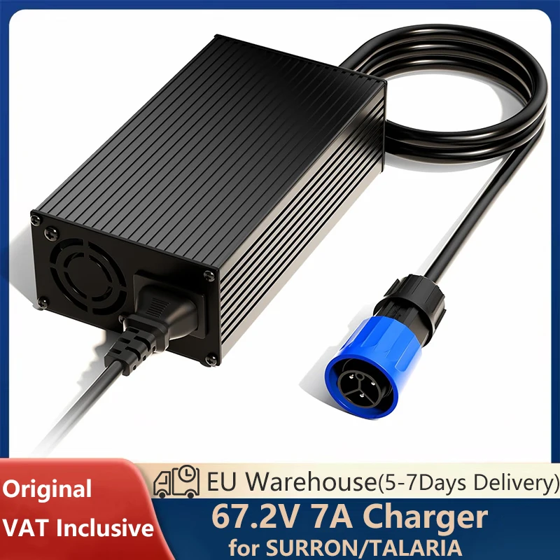 67,2V 7A Ultra-Schnelles Batterieladegerät für Talaria Sting X3/X3C/MX3/MX4 (4000 Serie), Wetterfestes Netzteil mit Eingebautem Kühlventilator, 3-Poliges Schnellladegerät