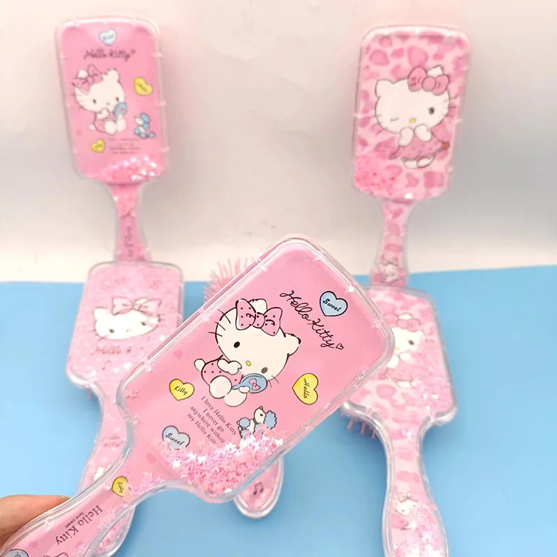 New Hollkitty Hairbrush Series Sanrio Cartoon Anime Comb Peripheral Air Cushion Massage Children Girls Student Comb Gift