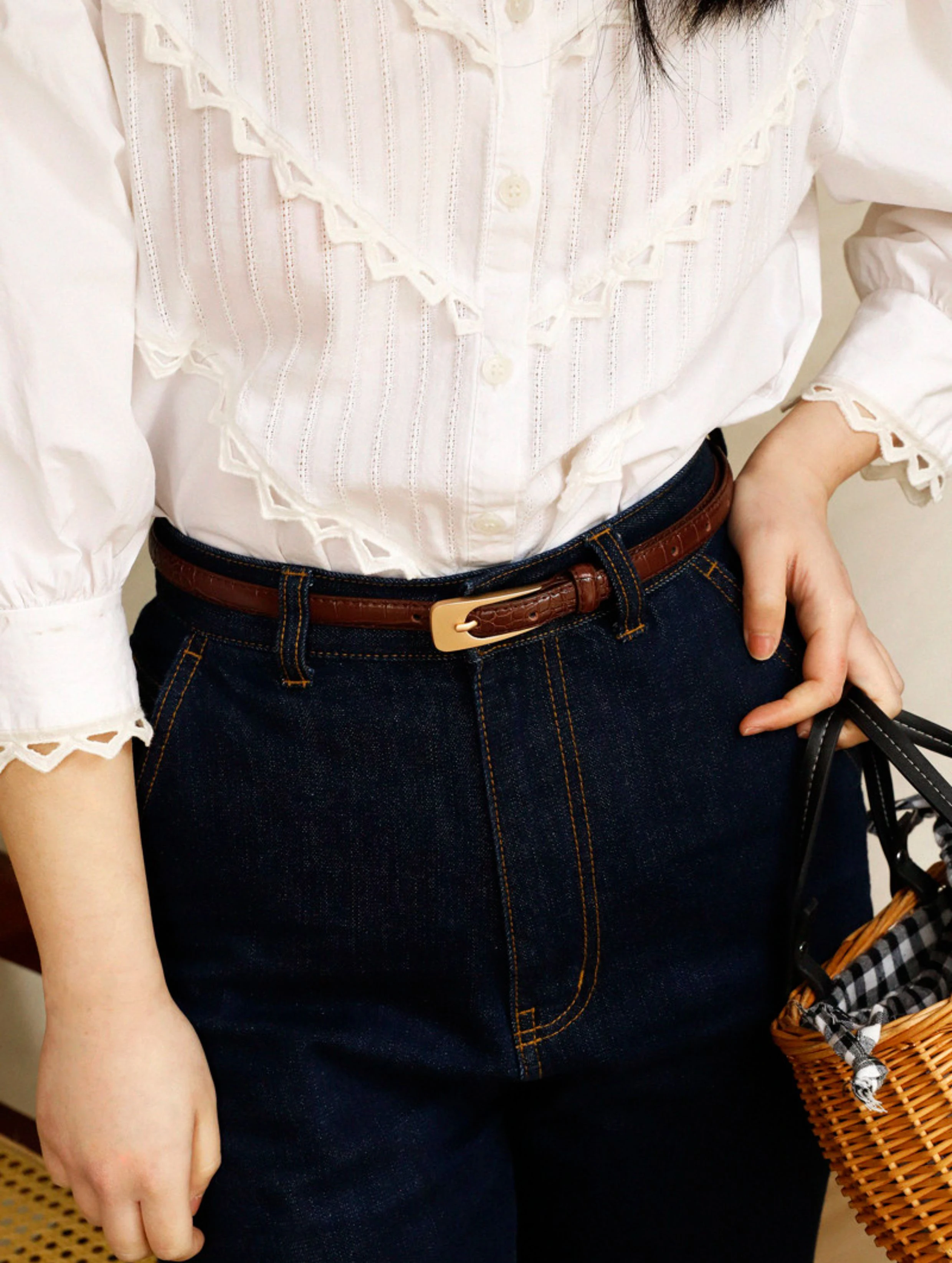 Elegant Slim Female Waist Belt Animal Embossed Leather Matte Gold Rectangle Buckle Decorative Strap for Dresses Office Wear