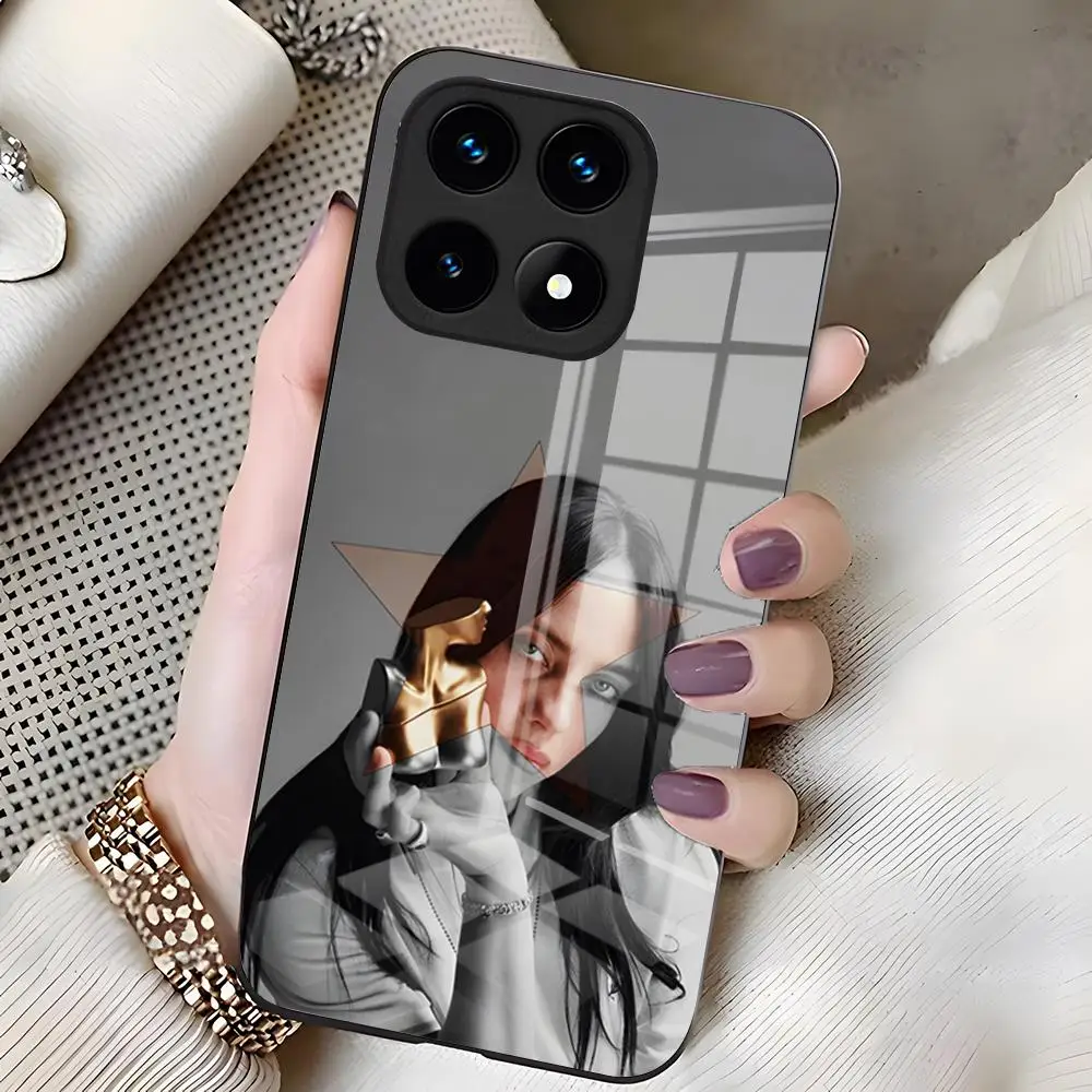 Singer B-Billi E-Eilish Handyhülle für Xiaomi 15u 14 12 Pro 13 Lite 11t Redmi Note 15pro 14 13 12 11s Glasabdeckung