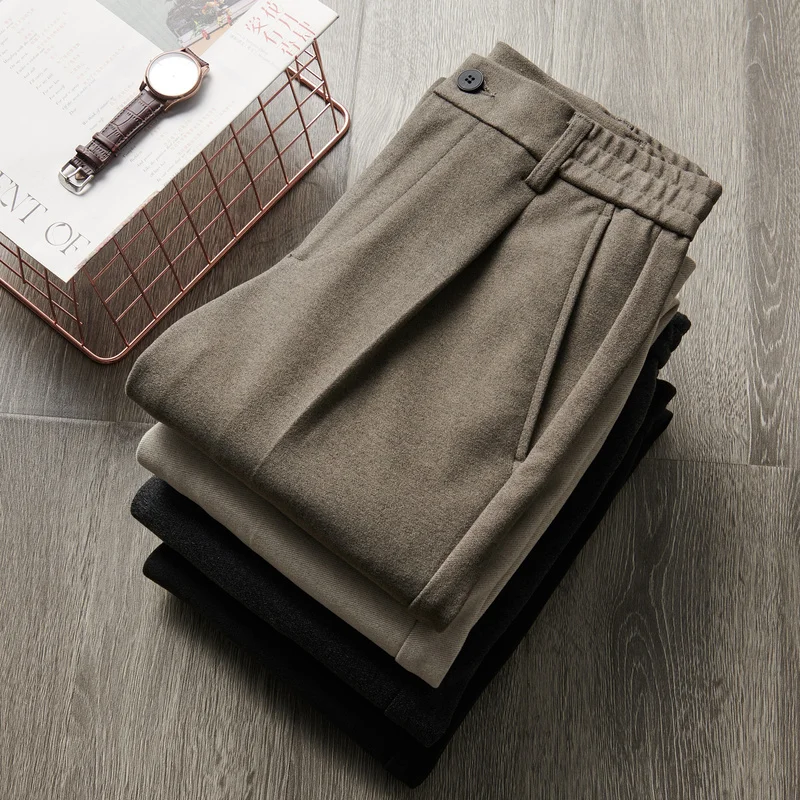 

Осень-зима, модные мужские брюки до щиколотки, мужские облегающие универсальные повседневные повседневные брюки, прямые брюки в корейском стиле