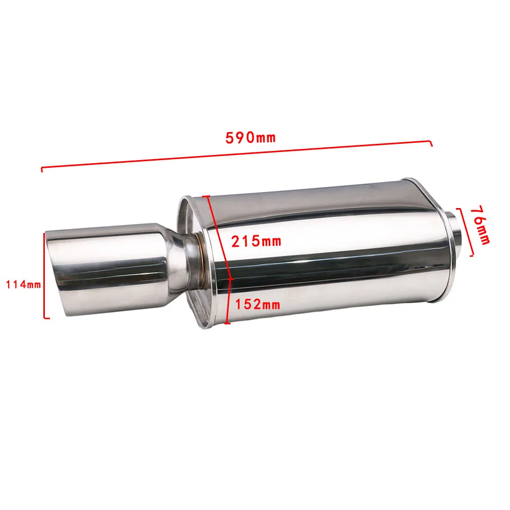 Universal muffler system 3'' to 4.5'' outlet car exhaust straight muffler Stainless steel silver