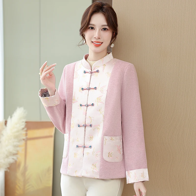 

Элегантный вышитый осенний кардиган для женщин среднего и старшего возраста, модный, свободного кроя, весенне-осенний, с открытым передом