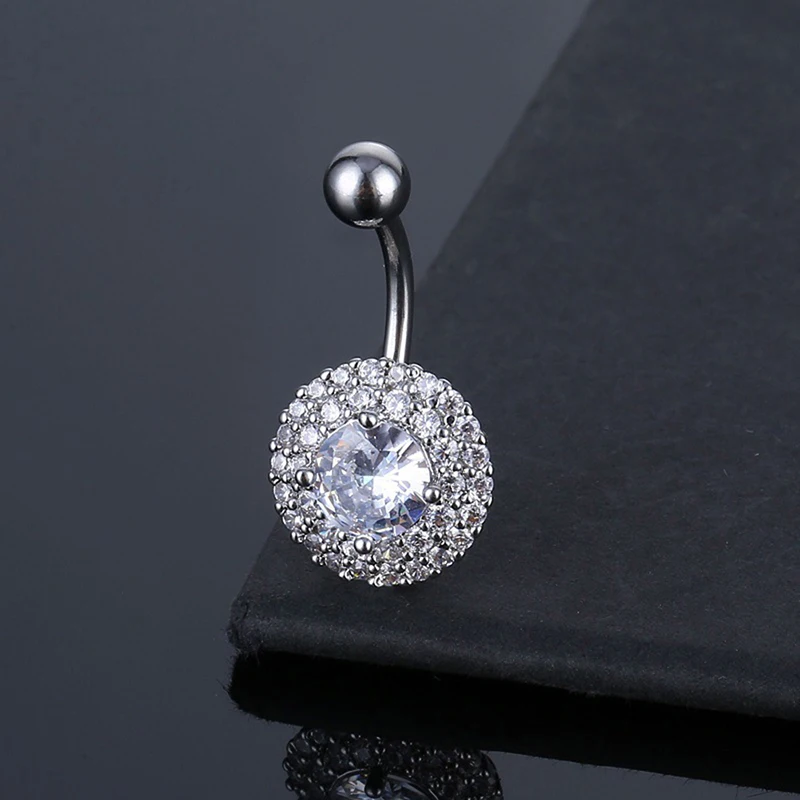 Dainsty Dangled Belly Button Rings Stainless Steel Navel Piercing Zircon Flower Navel Piercing Navel Ring Sexy Body Jewelry