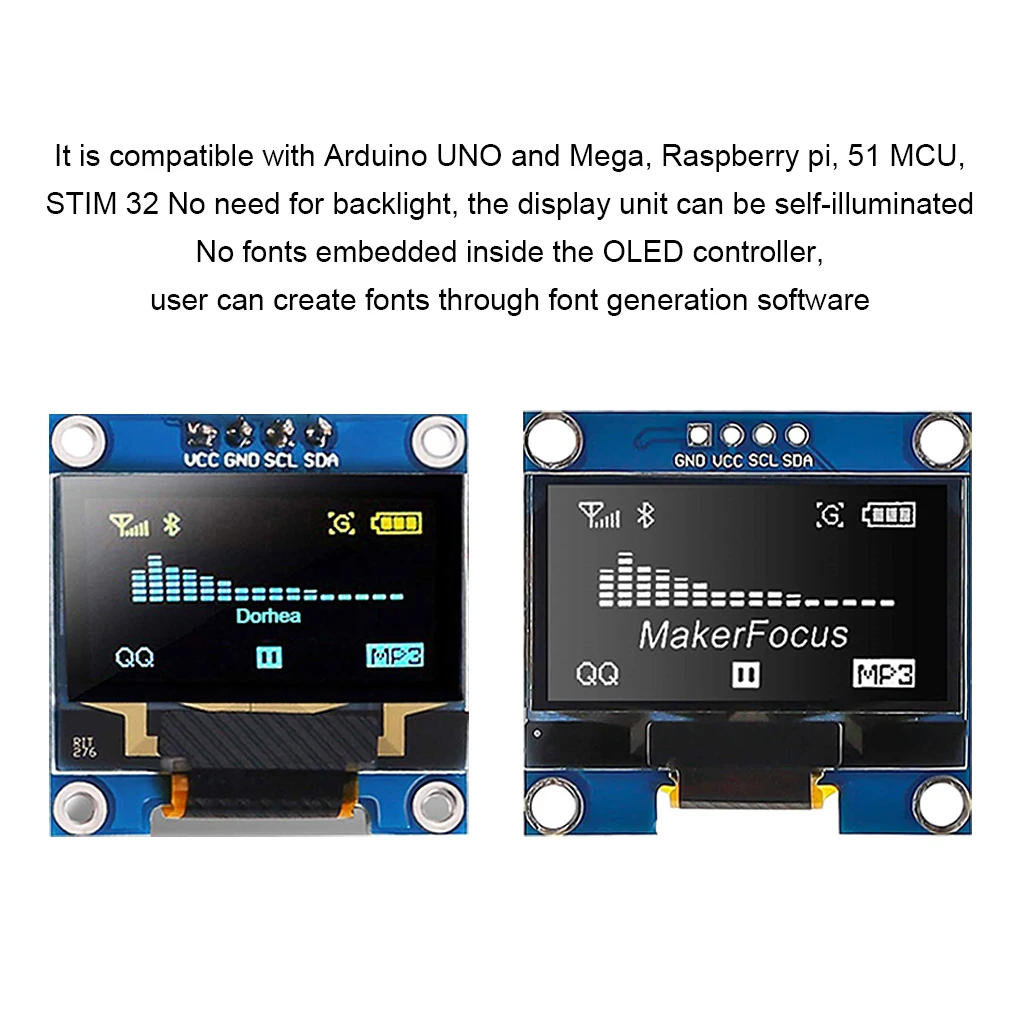 0.96 Inch 128x64 Pixel 4pin OLED Screen Module Development Board I2C/IIC Port Digital Display Circuitboard Spare Parts