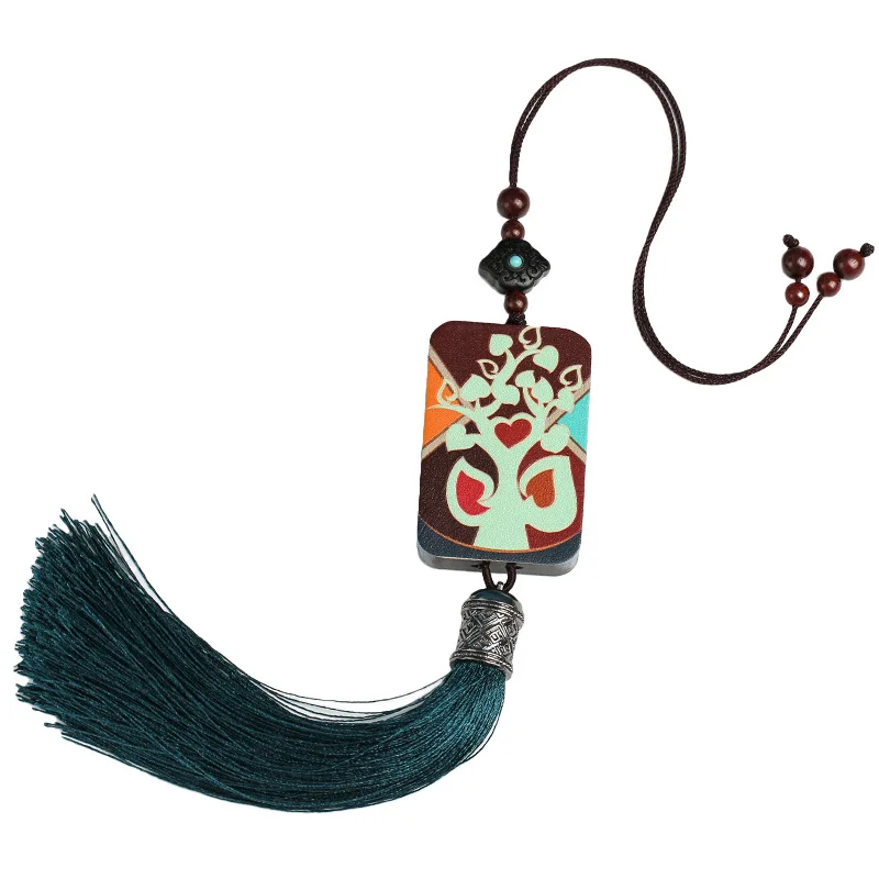 

Tree of life auspicious ebony car hanging, Chinese knot woven car pendant