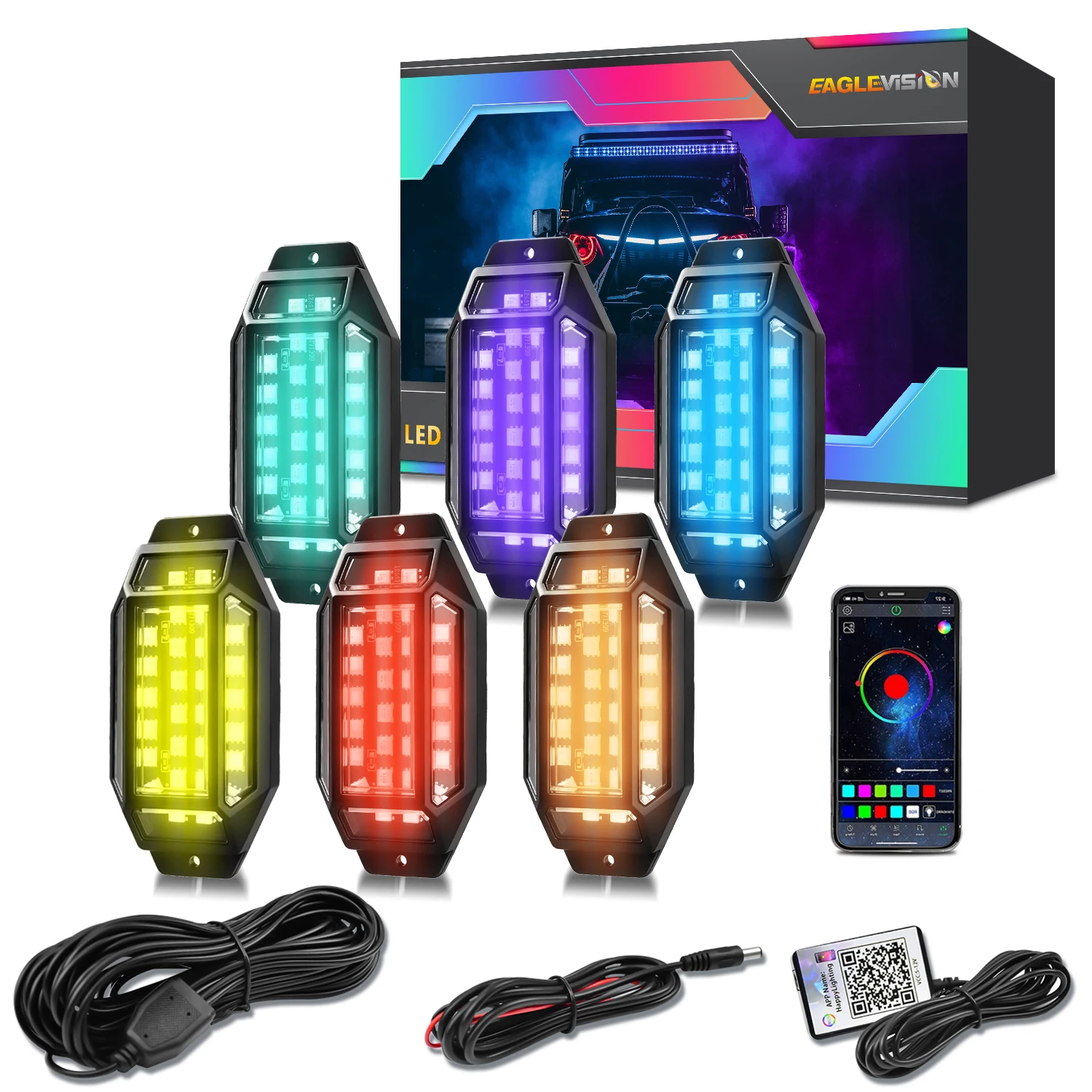 4/6/8 in 1 LED Car  RGB LED Symphony Ambient Light Ambient Holding PCB Flexible LED for APP 4x4 Off-road Ambient Lighting