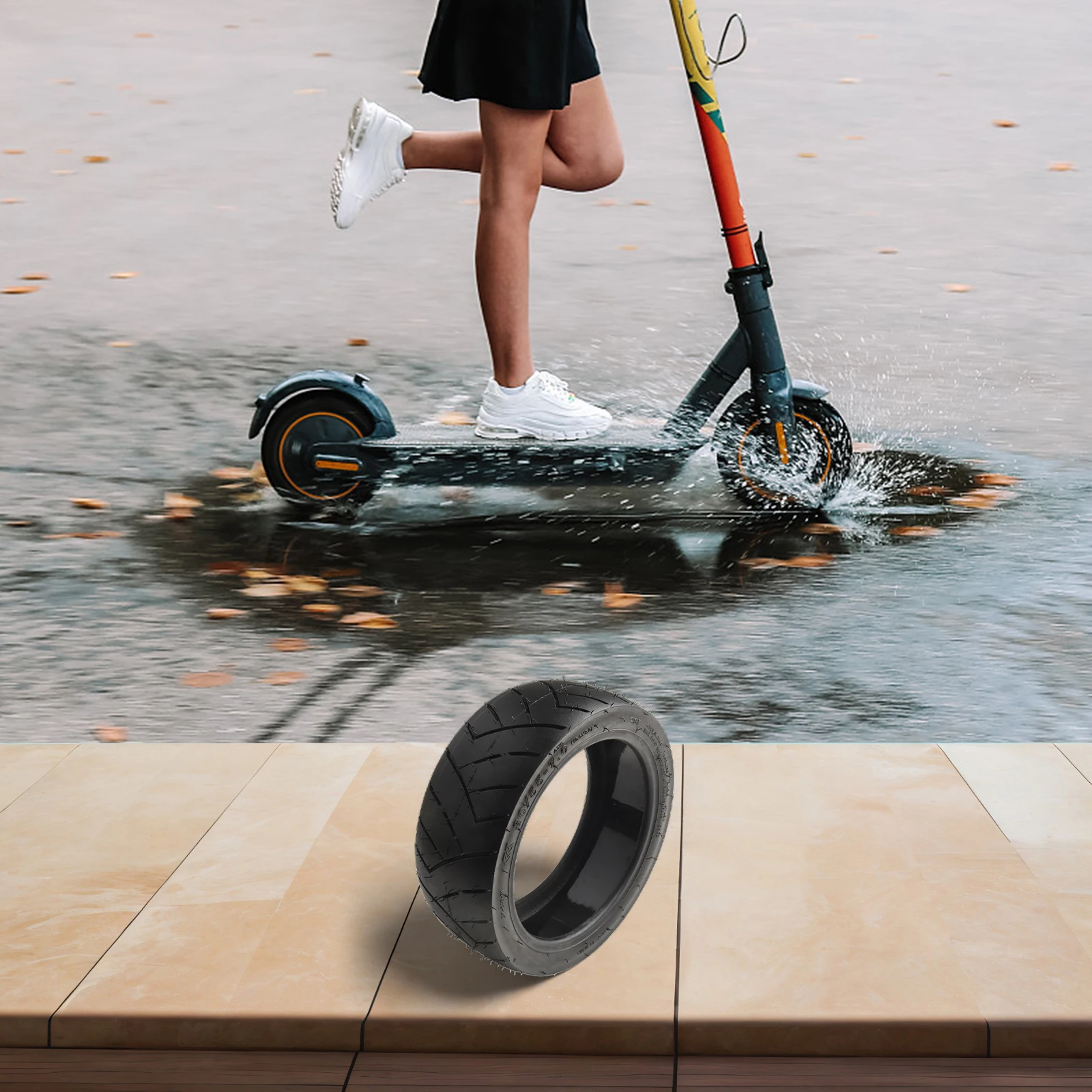 

Шина для электрического скутера Шина для электронного скутера Не легко деформируется Резиновый материал Специальные линии на шине Лучшая ручка 10,5 3,0