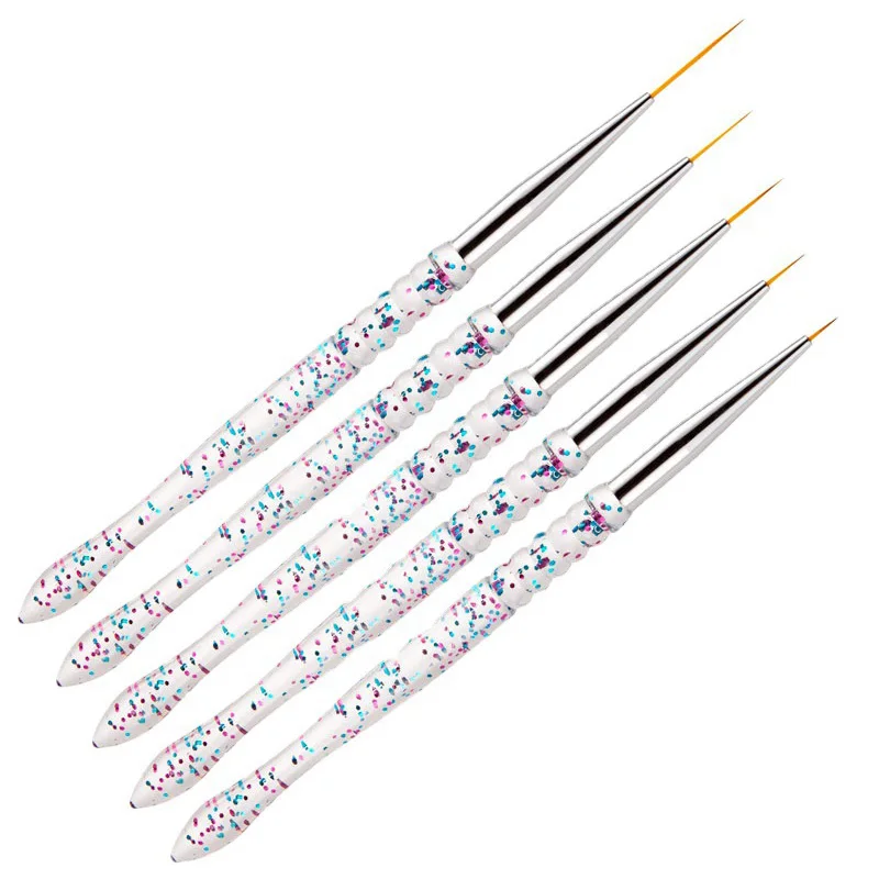 

5Pcs Drawing Liner Nail Art Pen Brush DIY UV Gel Painting Grid Line Stripes Nail Pen Set Acrylic Handle Tips Manicure Tools