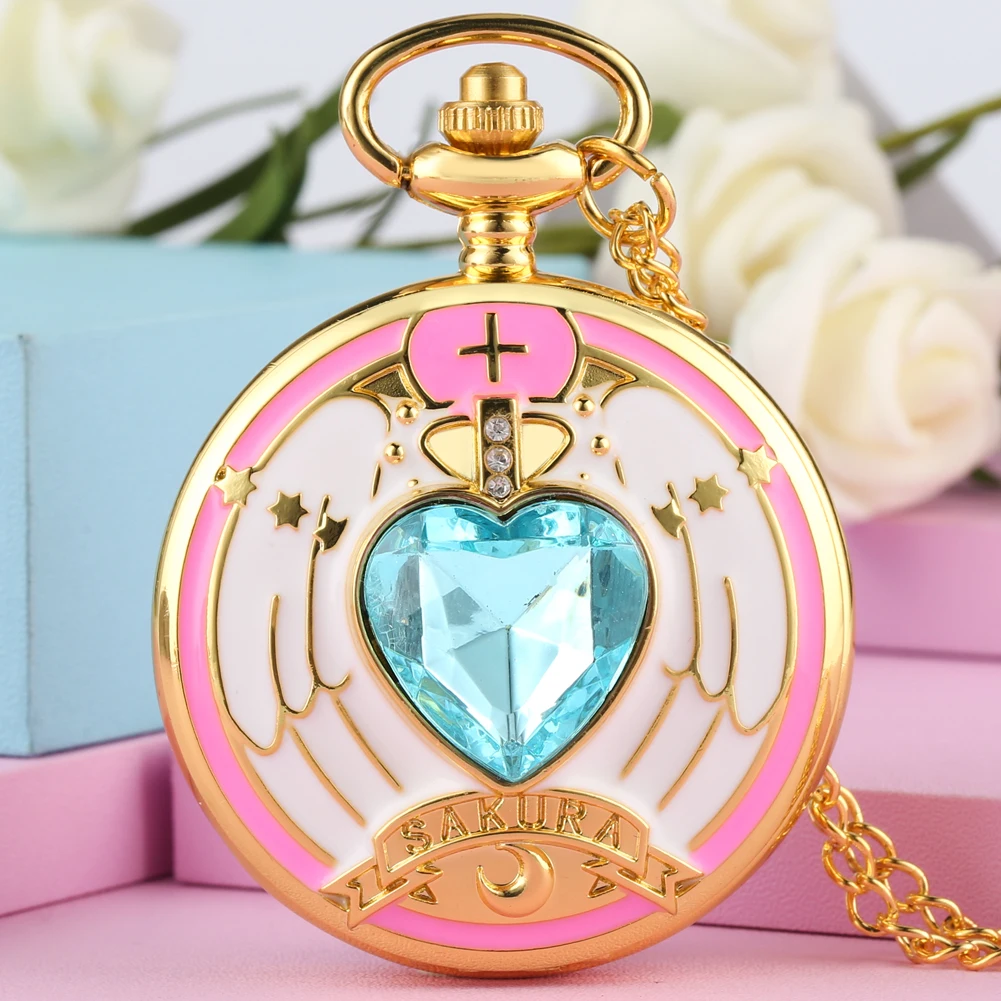 Lovely Women's Heart Patterned Case Pocket Watch for Girls Lady Necklace Clock Female Accessory Delicate Jewelry Pendant Gifts