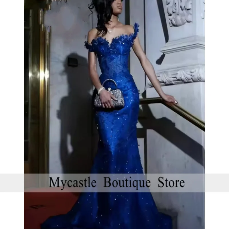 

Индивидуальные синие выпускные платья 2026 года: роскошные южноафриканские вечерние платья для выпускного бала с кристаллами, длинные вечерние платья-русалки на заказ