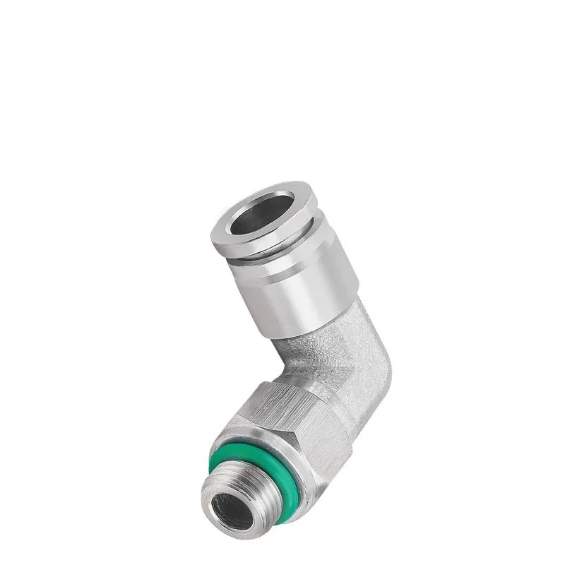 304 Stainless Steel Pneumatic Connector Air Fittings PL Bend Through Joint G Thread 1/4 1/2 Push Into Hose Quick Release Fitting