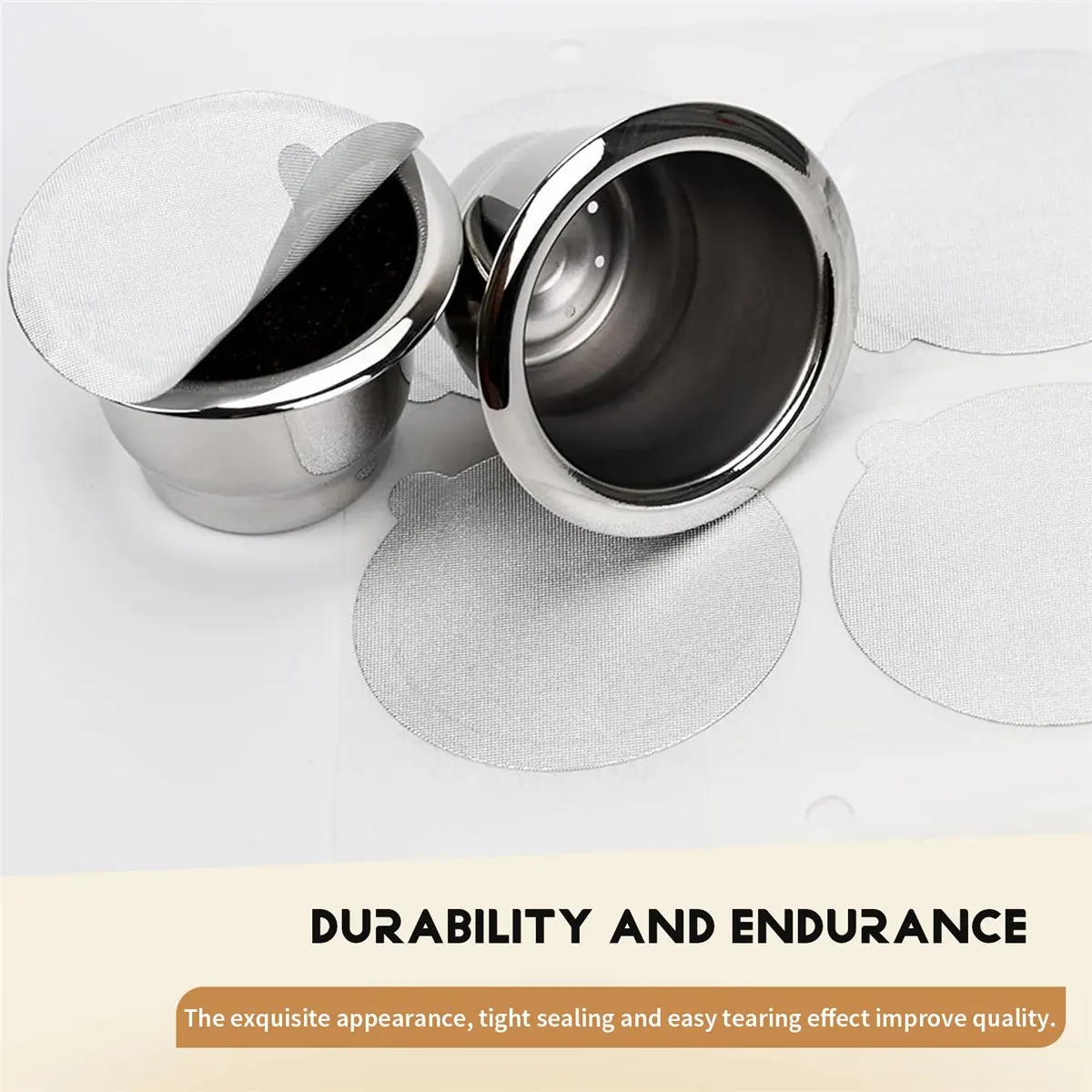 

Perfect-100Pcs Adhesive Aluminum Foil Lids Seals Stickers for Filling Disposable Empty Coffee Pod Reusable Cover 37Mm