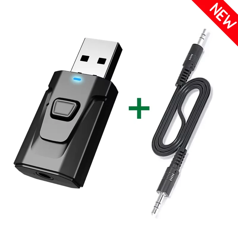4 In 1 Bluetooth 5.0 Adapter, Plug And Play Draadloze Bluetooth Audio Adapter Bluetooth Externe USB Audio Adapter Auto Aux Bluetooth Ontvanger Draagbare Voor TV/Hoofdtelefoon/PC/Auto/Thuis Stereo