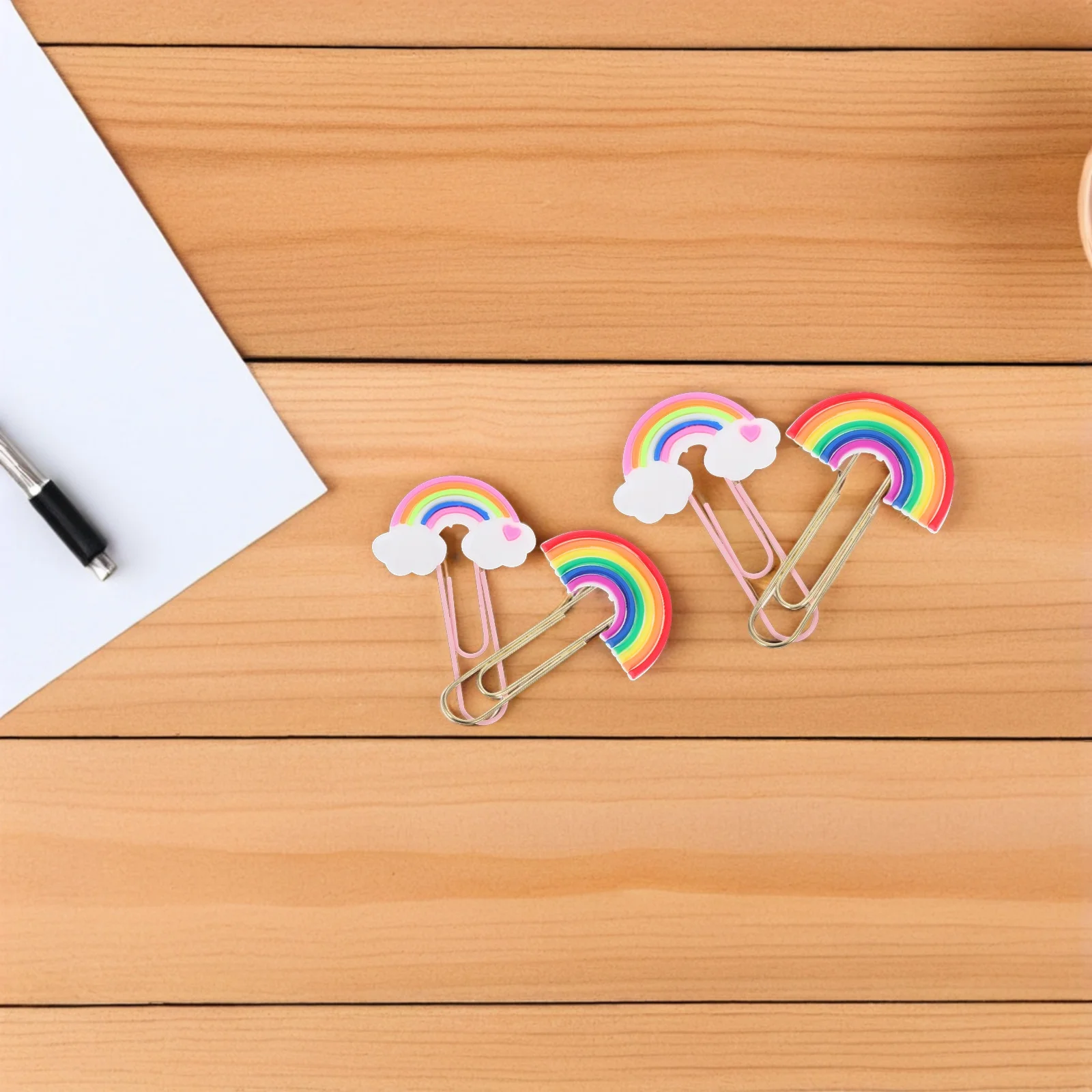 20Pcs Colorful Bookmark Clips Rainbow Shape Paper Clips for Office School DIY Bookmarks Photo Albums Cards Envelopes Decorative