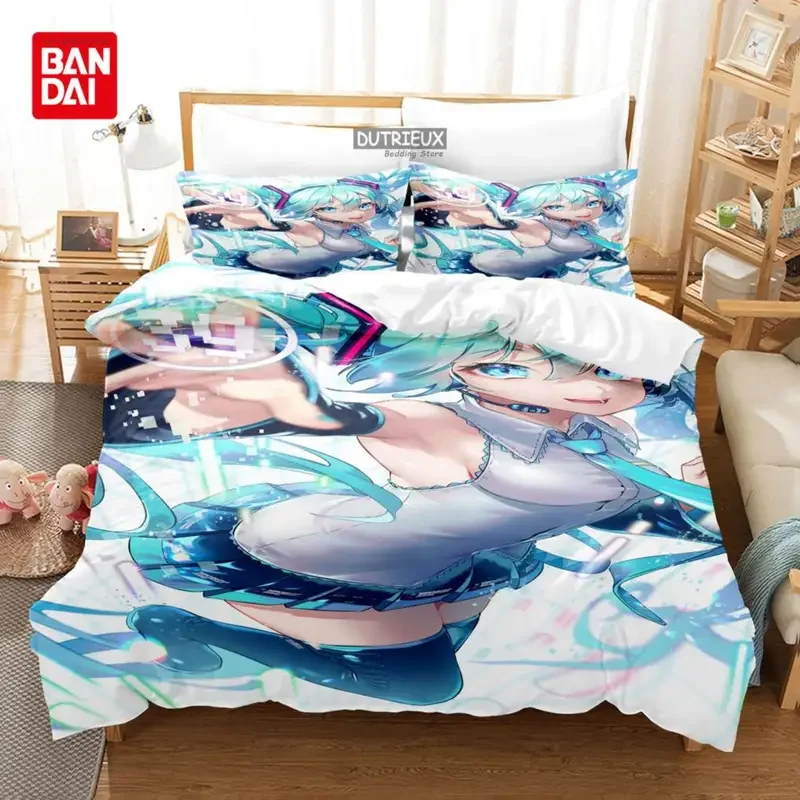 

Комплект постельного белья Bandai Hatsune Miku со слабым голосом, наборы пододеяльников, домашний декор, двойной, одинарный, Королевский, Аниме подарок