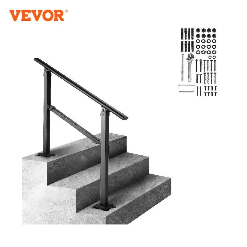 

VEVOR 3 ft 3 Steps Stair Handrail Railing 0-50 Degree Adjustable Hand Rail with Installation Kit for Outdoor Wooden Floors Tiles