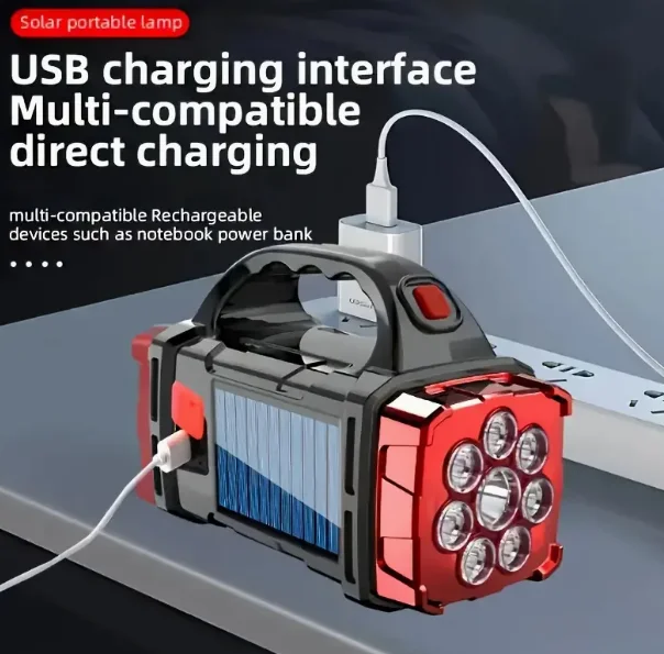 

1 шт., светодиодный солнечный фонарь высокой яркости, солнечныйUSаккумуляторный светильник для кемпинга, подходит для кемпинга на открытом воздухе, пеших прогулок, взрыва, охоты,