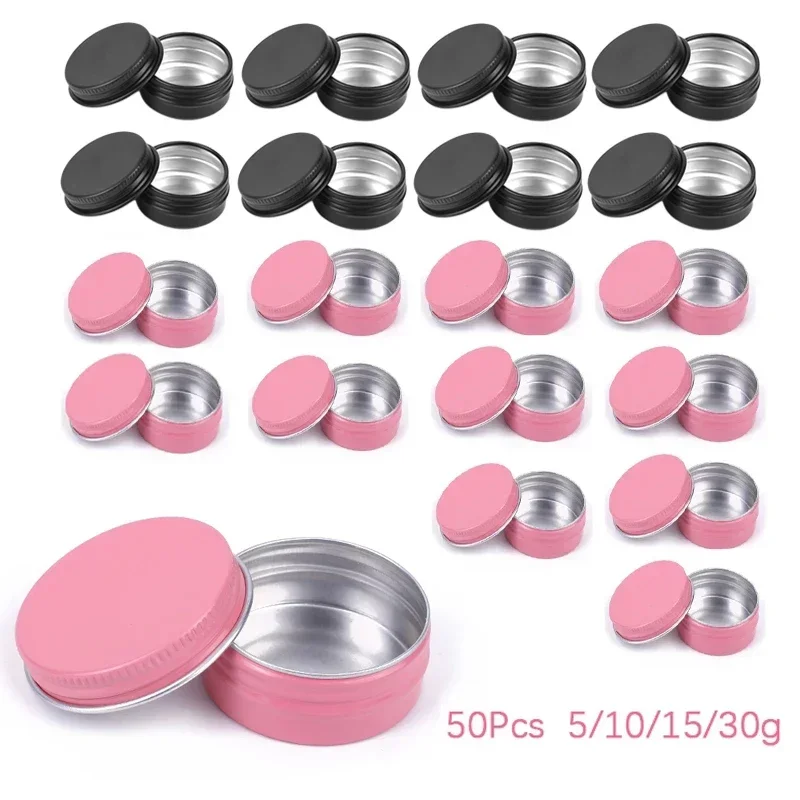 50Pcs 5/10/15/30g Aluminum Tin Jars Empty Candle Pot Lip Balm Cosmetic Container Pink Metal Spice Jar Skincare Refillable Bottle