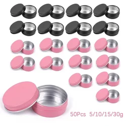 50Pcs 5/10/15/30g Aluminum Tin Jars Empty Candle Pot Lip Balm Cosmetic Container Pink Metal Spice Jar Skincare Refillable Bottle