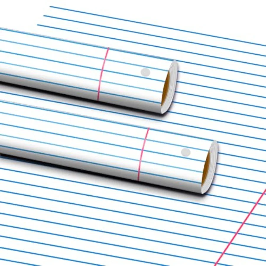 

3 Rolls Lined Notebook Bulletin Board Paper 4 X12 ft Fade Resistant Paper Roll for Classroom Decor Straight Border Trim Lined P
