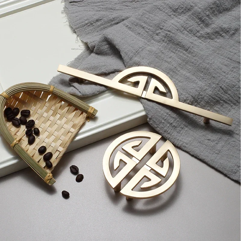 Chinese Style Zinc Alloy Gold Door Handles Kitchen Cabinet Handles Solid Drawer Knobs Fashion Furniture Hardware