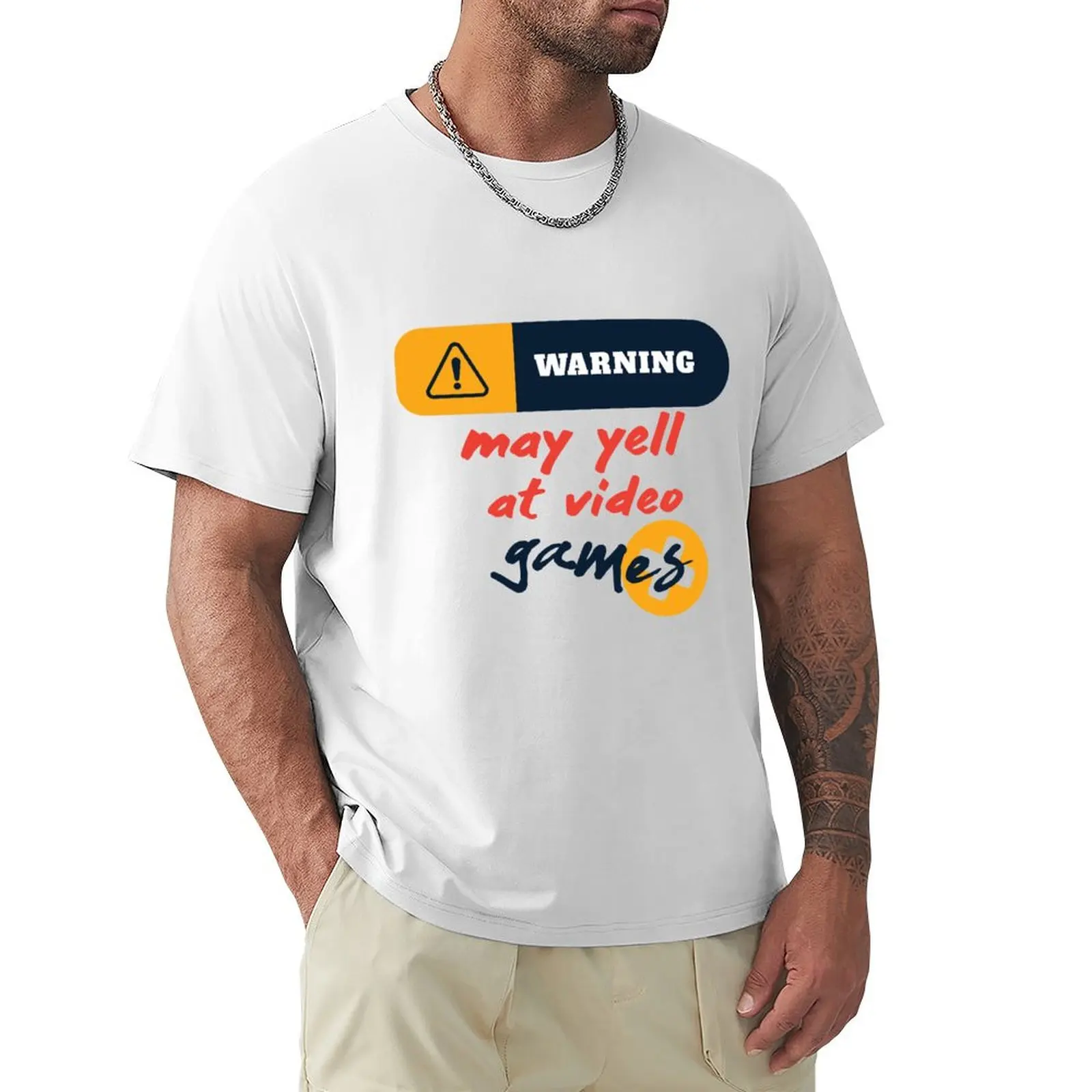 

warning may yell at video games T-shirt vintage clothes cute clothes quick-drying boys whites designer t shirt men