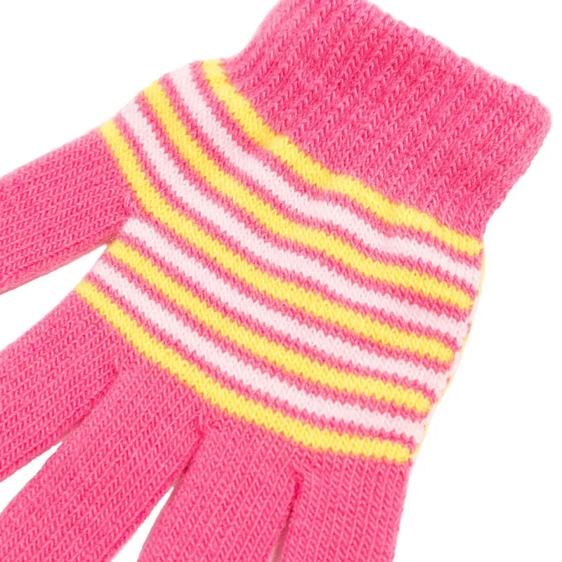 Fashion Striped Gloves Kids Winter Unisex Boys Girl Thick Warm Children Full Finger Mittens Glove For 4-7 Years