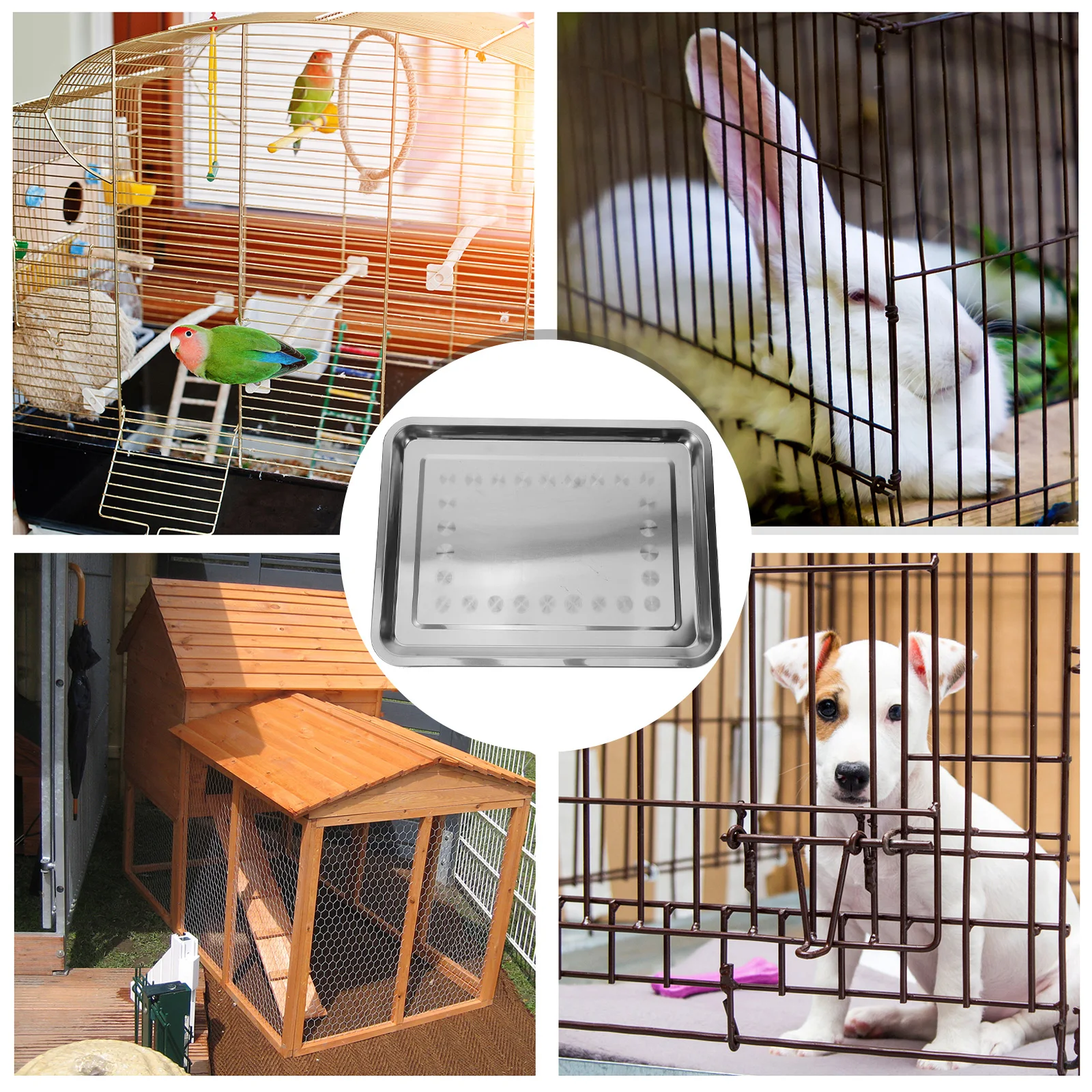 

1Pcs Lightweight Stainless Steel Pet Tray Small Dog Crate Accessories Bird Cage Toilet Tray Bunny Cage Bottom Tray