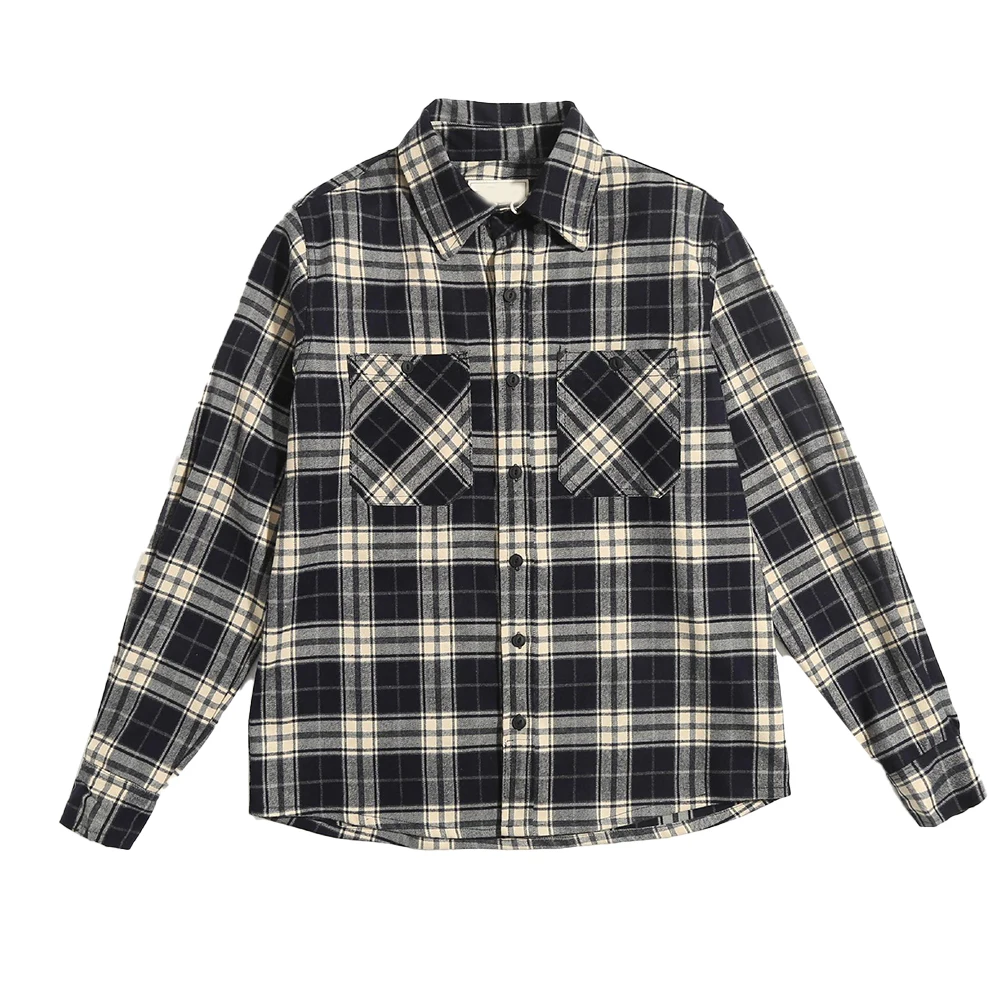 

Men Casual Long Sleeve Shirt Buttoned Turn-down Collar Blouse Top Plaid Autumn Winter Loose Vintage Shirts