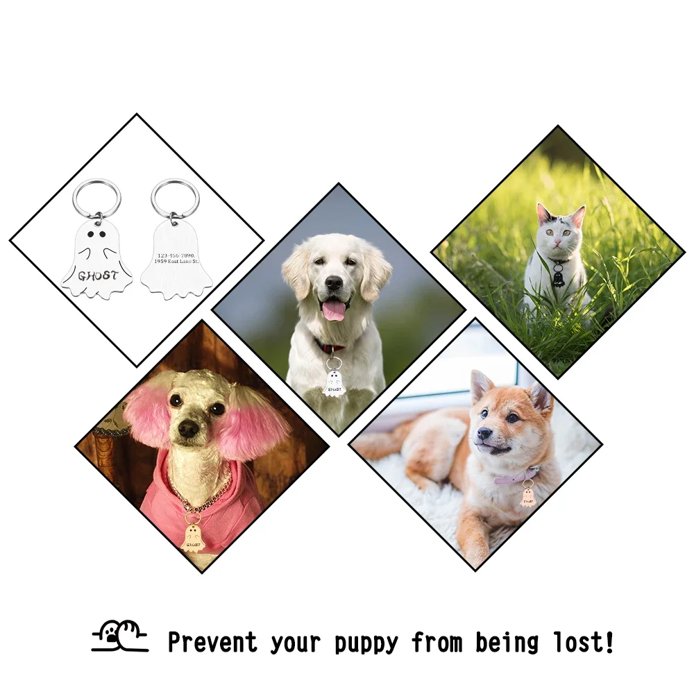 Custom Halloween Pet ID Tag Free Engraving Name Number Anti-lost Collar Personalized Dog Cat ID Tag for Kitten Accessories