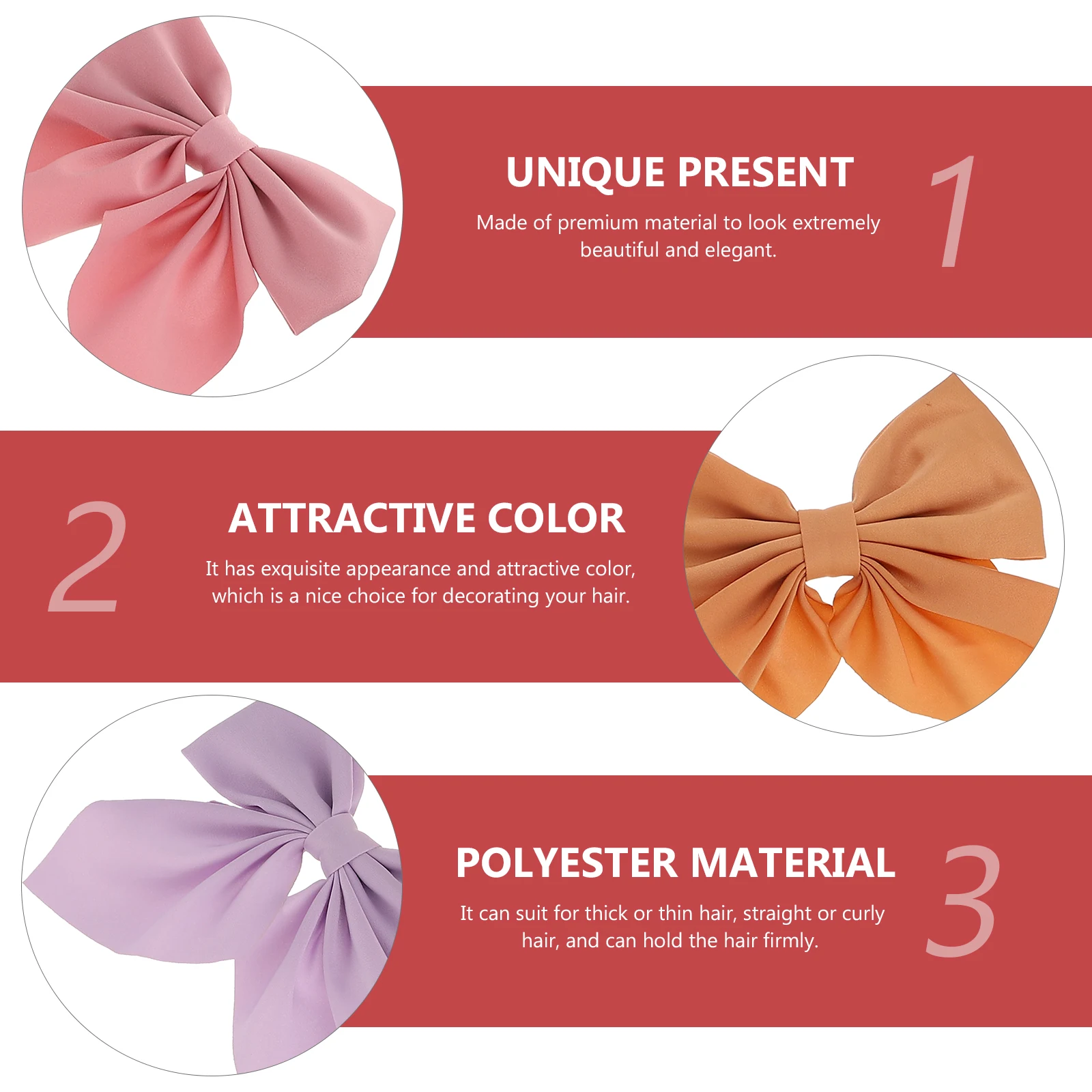 

6pcs Duckbill Hair Clips for Thick Thin Straight Curly Long Hair Girls Toddler Ribbon Bow Barrettes Styling Aid