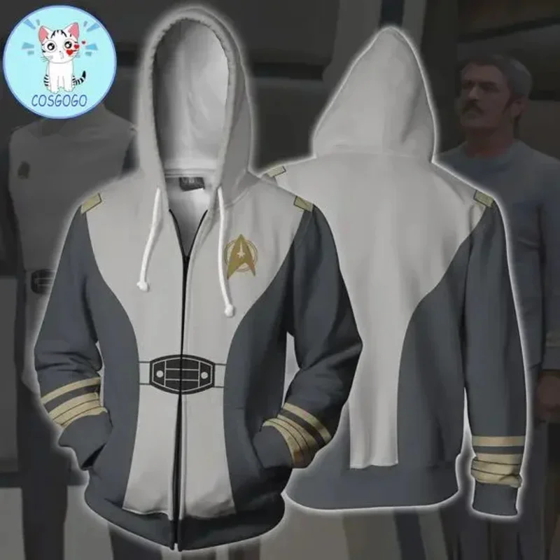 Star Voyager Command Cosplay Star Costume Hoodie Trek Hoodie Sweatshirt 3D Print Zipper Jacket Sweatshirts Coat Tracksuit 5XL